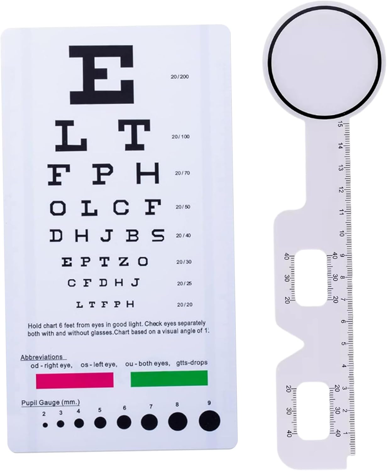 Eye Chart Snellen Eye Chart Wall with occluder for Medical Exams Medical Office School (2 Piece Set), snellen, Charts for Exams, exam