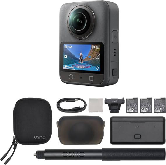 DJI Osmo 360 Adventure Combo - 1 İnç Sensörlü 360 Derece Kamera, Yerel 8K-360° Video, 120MP Panoramik Fotoğraflar, 100 Dakika 8K Kayıt, Seyahat ve Spor için Aksiyon ve Vlog Kamerası