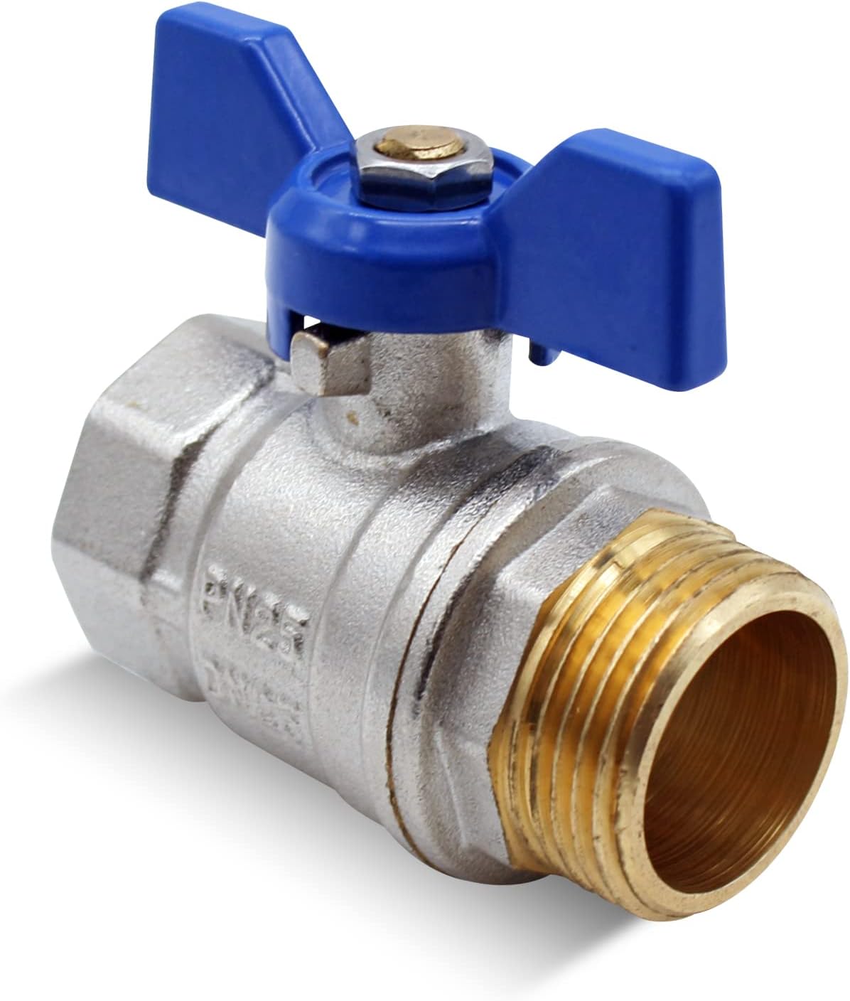 DOJA Barcelona Ball Valves with Wing - 1/2" - Blue Butterfly Handle Brass Ball Valve PN-25 M-H, Fittings for Toilet Water Pipes Plumbing Hoses High Pressure Shut Off Valve