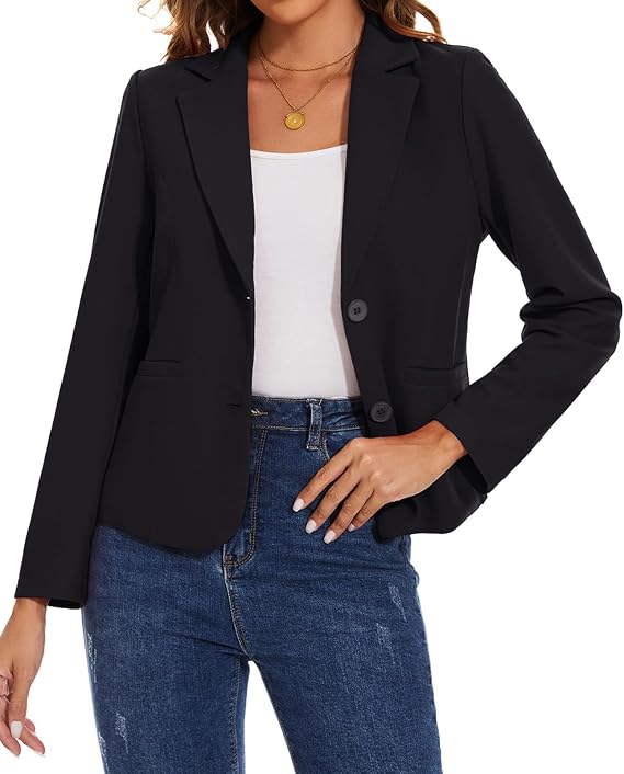 Womens Casual Blazer Suit Long Sleeve Suit Daily Jacket Notch Lapel Blazers