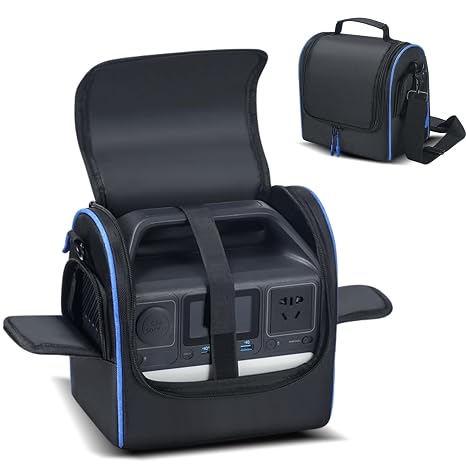 Cxinesbag For Anker 521 Portable Power Station Carrying Case - Padded Storage Bag with Heat Window, Quick-Connect Design,Soft Bag with Adjustable Shoulder Strap for Camping Travel