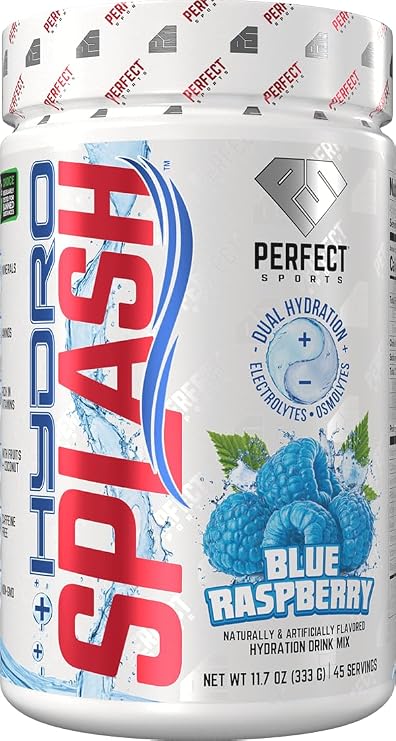 PERFECT SPORTS HydroSplash Hydration Drink Mix, Blue Raspberry, 45 Servings