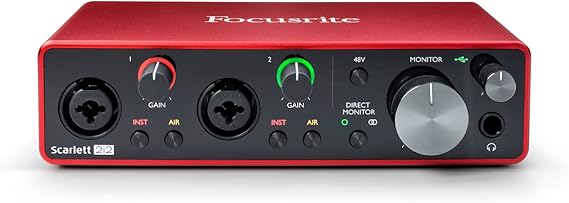 Focusrite Scarlett 2i2 3rd Gen USB Audio Interface for Recording, Songwriting, Streaming and Podcasting High-Fidelity, Studio Quality Recording, and All the Software You Need to Record