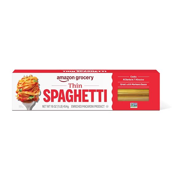 Amazon Grocery, Thin Spaghetti Pasta, 16 Oz