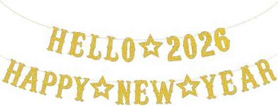 Happy New Year Banner for New Years Eve Decorations 2026,Eve Backdrop with 2026 Sign Hanging Accessories for Party Supplies and Photo Booth Props,Nye Bunting for Party Hanging Oranment