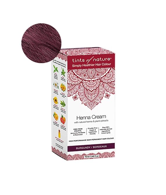 Tints of Nature Burgundy Henna Cream Hair Colour, Vegan 2.37 oz