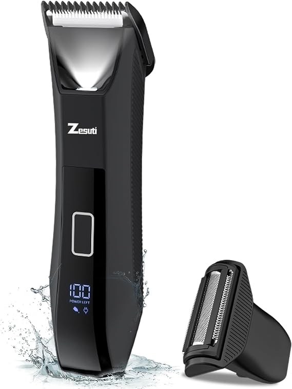 Zesuti Pubic Hair Trimmer for Men,Manscape Body,Groin,No Nick Ball Trimmer | Bikini Trimmer Women- Wet/Dry Electric Razors for Smooth Shaving,IPX7 Waterproof Ball Shaver,LCD Display,Black