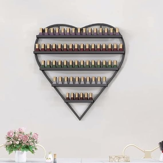 Wall-Mounted Nail Polish Organizer Rack, Nail Polish Wall Rack, Aesthetic Display for Nail Polish, Multifunctional Beauty/Nail Shop Organizer Holder(Black,1 Set)