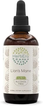 Lion's Mane B120 Alcohol-Free Herbal Extract Tincture, Concentrated Liquid Drops Natural Lion's Mane (Hericium erinaceus) Dried Mushroom (4 Fl Oz)