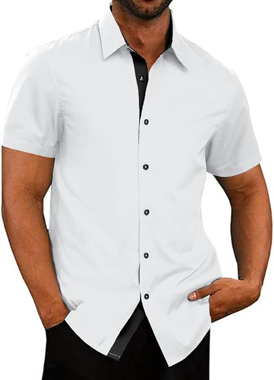 JMIERR Men's Casual Button Down Dress Shirt Short Sleeve