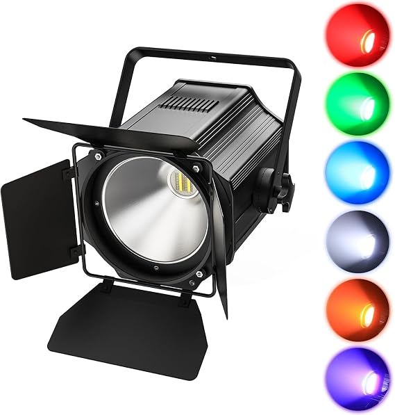200W LED Par COB RGBWA+UV Stage Lights with Adjustable Barn Doors, Warm-Cold White Strobe Lighting DMX512/Auto/Sound Disco Light for Party DJ Drama Exhibition Concert Wedding