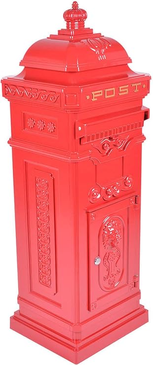Post Box/Mail Box Freestanding Cast Aluminium Letter Box in Red