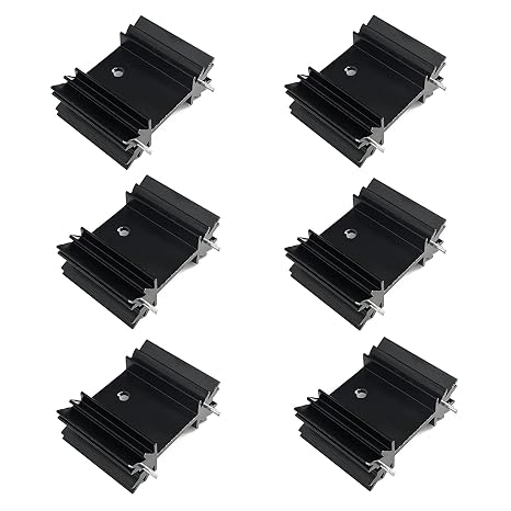 6-Pack TO-220 Aluminum Heatsink 25x34x12mm, TO220 Heat Sink for Cooling MOSFET SCR Power Voltage Regulator ICS, 25mmx34mmx12mm, Anodized Black