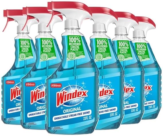Windex Glass & Window Cleaner Spray Bottle, Original, 23 oz (6-Pack)