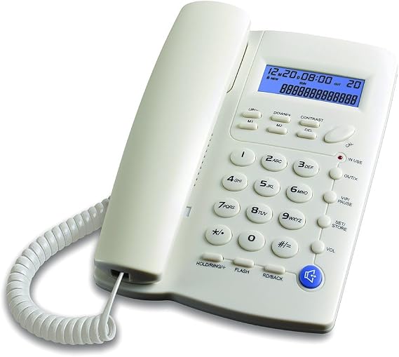 Ornin Y043 Corded Landline Telephone for Home, Caller ID/Call Waiting, Easy-to-Use, Speaker, Display, Desk Phone Only (Off-White)