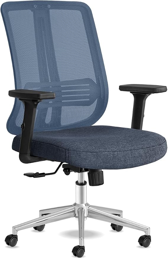 Spark Ofis Sandalyesi Ergonomik Sırt Destekli Çalışma Koltuğu Başlıksız File Sırt (Mavi)
