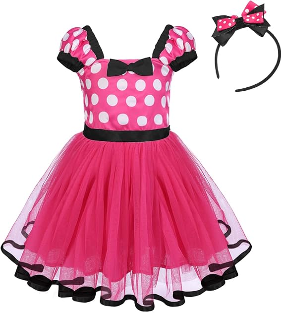 IBTOM CASTLE Halloween Costume Princess Photo Prop Baby Girl Dress Up w/Headband 2-pc Photography Props Christmas Boutique Kids Clothing Rose&Black+Headband 3-4 Years