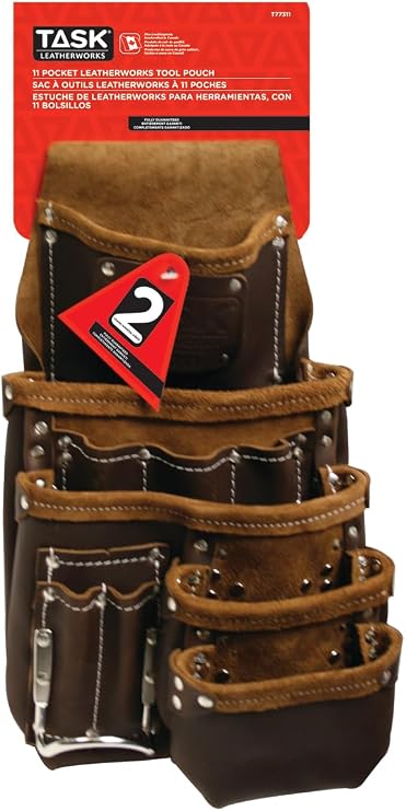 Task T77311 Leather Tool Pouch, 11-Pocket