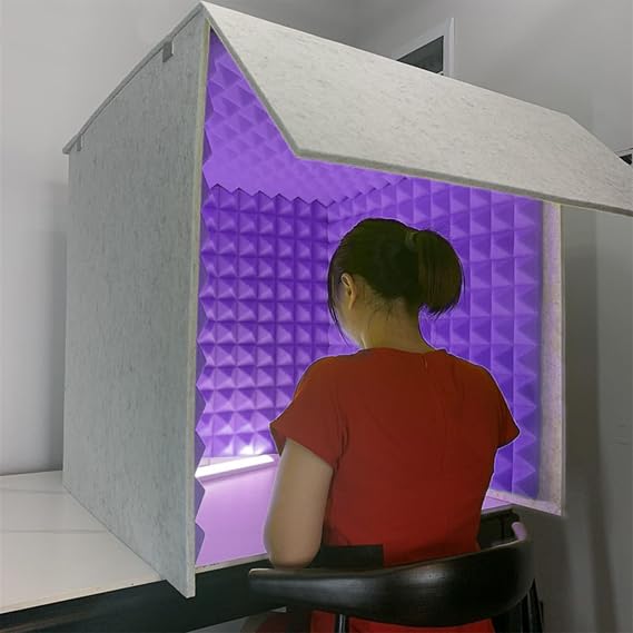 WORDFUN Portable Vocal Booth For Recording, Portable Sound Recording Shield Box, Sound Isolation Booth Room, Desktop Soundproof Cover, For Recording Studio, Podcasts, Singing, And Broadcasting