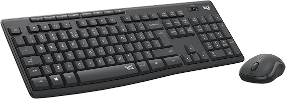 Logitech MK295 Wireless Silent Keyboard Mouse Set, SilentTouch Technology, Advanced Optical Monitoring, Liquid Spill Resistant, 10 m Usage Distance, Turkish Q Keyboard, Black