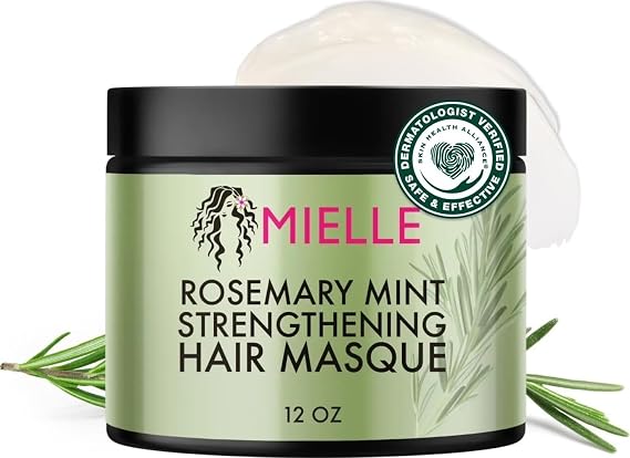 Mielle Organics Rosemary Mint Hair Mask with Biotin, 12 oz | Deep conditioning hair mask with honey, pure rosemary extract & pro-vitamin B5, dry damaged hair care