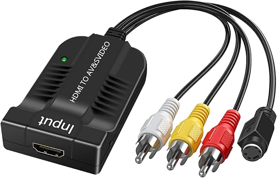 1080p HDMI to Male AV/S Video Adapter S-Video,HDMI2AV+S CVBS Video Converter, HDMI to Male AV&S Video RCA HDMI2AV Converter 1080P HD Video Converter Box High Definition Multimedia