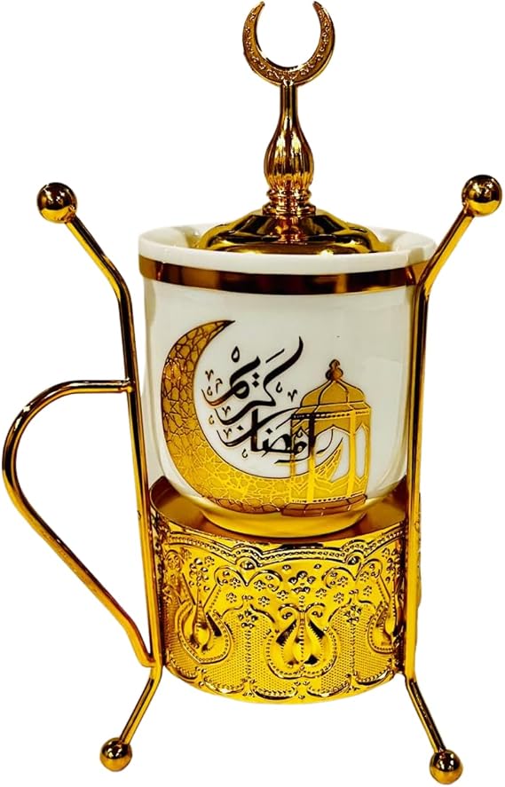 Bakhoor Burner Incense Burner Oud Charcoal Incense Burner Holder Oud Bakhoor Gift Non-Electric Incense Burner Arabic Style (Gold Bukhoor Burner)