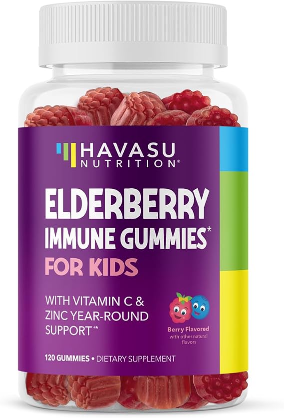 Elderberry Gummies for Kids with Vitamin C & Zinc, Berry, 60 Servings