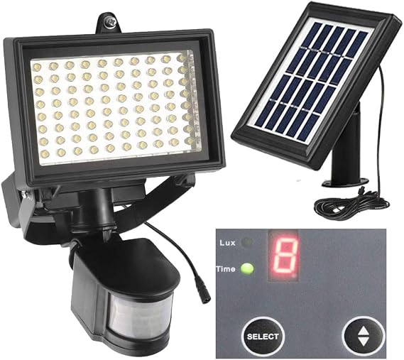 SUNLONG Solar Motion Lights Outdoor Waterproof Motion Sensor Outdoor Lights Digital Adjustable PIR Security Lighting for Front Door Patio Deck Pathway (Natural White)
