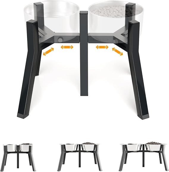 Elevated Dog Bowl Stand for Large Dogs, Adjustable Width 7-10.6", Raised Dog Food Water Holder, 2-in-1 Design, Bowl Not Included