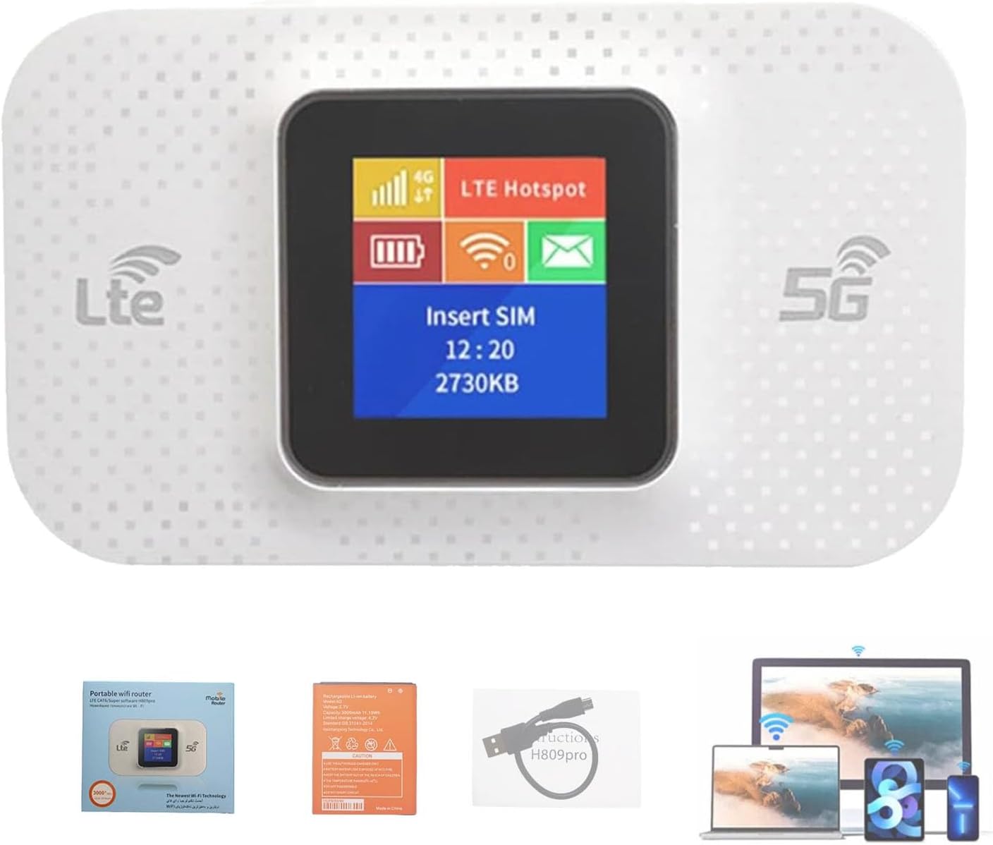 Portable Wi-Fi Internet, Portable WiFi Hotspot for TravelHome, High Speed Smart Router for Anywhere, Up Sharing 10 Connected Devices 1Set