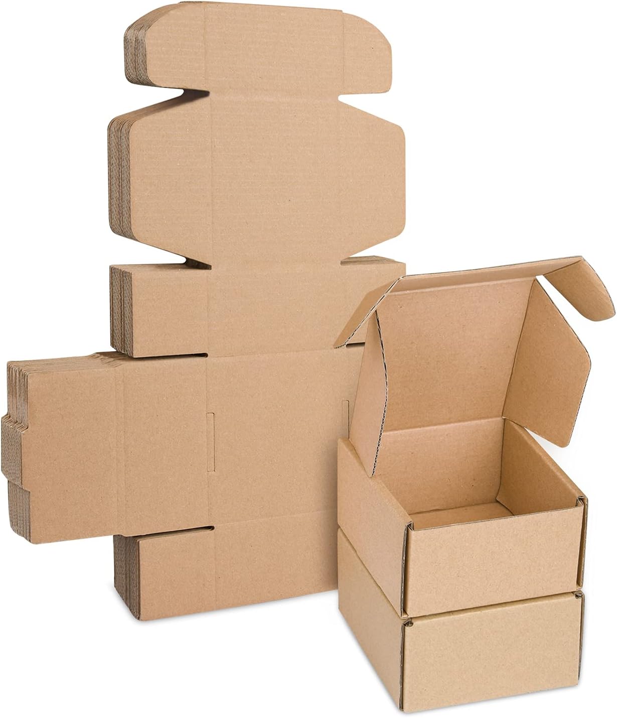 Corrugated Cardboard Shipping Boxes, 100x100x53mm Royal Mail Small Parcel PiP Postal Box for Posting, Boxes for Business, Storing or Gift25 Pieces