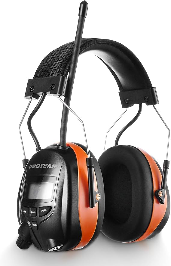 AM FM Radio Headphone,NRR 25dB Bluetooth Hearing Protection,Orange | 1200mAh Lithium-Ion Battery,Bluetooth 6.0,Cooling Gel Ear Cushion,Noise Reduction,Store up to 20 AM&FM