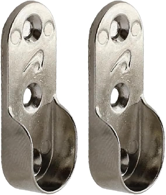 Badem10 Hanger Flange Oval Cabinet Pipe Fixing Clothing Clothes Hanger Flange Apparatus Chrome 45 mm (2 PIECES)