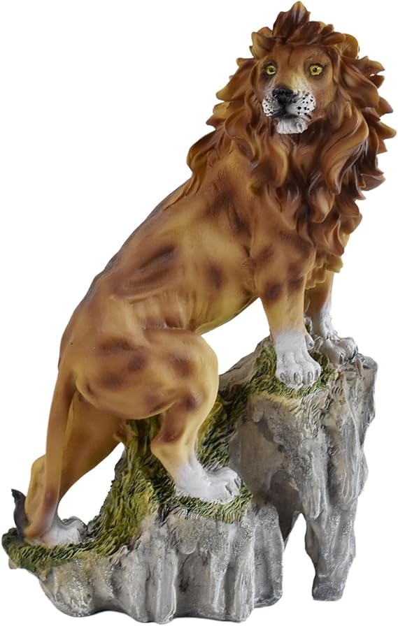 Resin Standing Lion King Statue Sculpture Ornament Collectible Statues Decoration Modern Table Decorative Crafts For Home Porch Office Desktop Decor Animal Office,Living Room,Bedroom(BY25020)