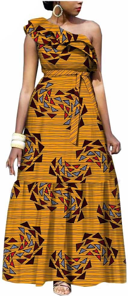 African Dresses for Women Off Shoulder Long Maxi Ankara Print Dress Dashiki Outfits Party Wedding