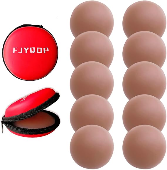 FJYQOP Silicone Nipple Covers - 5 Pairs, Women's Reusable Adhesive Silicone Pasties Nippleless Covers Round