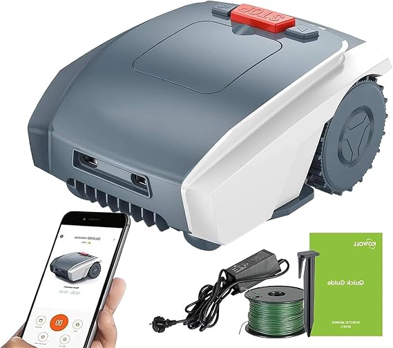 Robotic lawn mower, automatic lawn mower robot with APP control, automatic obstacle avoidance, low noise, self-charging, accurate navigation, Applicable lawn area: 1500㎡/hour