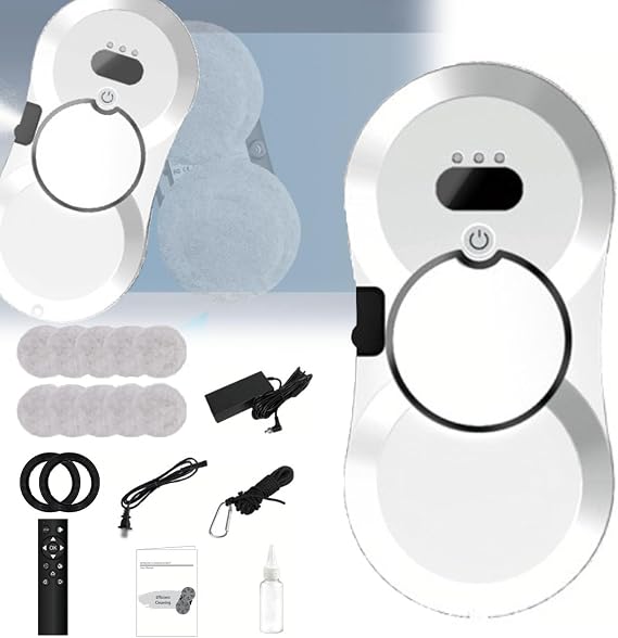 Window Cleaning Robot, Smart Window Vacuum Cleaner Machine with Automatic Water Spray, Strong Suction, Remote Control Robot Window Washer for Interior/Exterior Window/Tiles/Glass Door