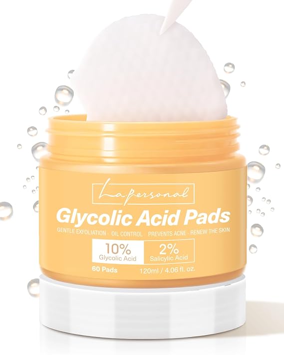 Glycolic Acid Pads, Gentle Resurfacing Exfoliates & Cleans Pores 60 Pads | Exfoliating Toning Pads for Face, Dual-Texture Pads, for All Skin Types, with AHA BHA Vitamin B3 & B5