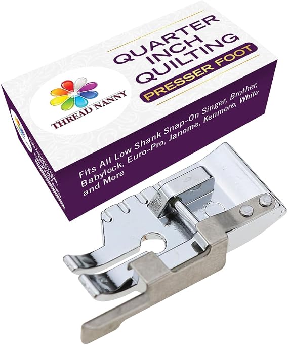 Quarter Inch Quilting Foot with Guide Sewing Machine Presser Foot | 1/4-Inch Seam Guide, Low-Shank Snap-On Design, Quilting And Sewing, Compatible With Select Machine Models