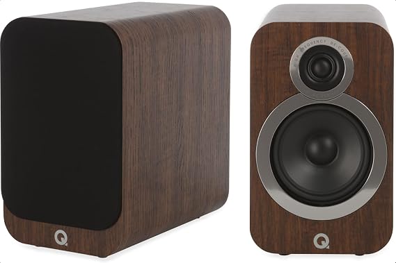 Q Acoustics 3020i Bookshelf Speakers Pair English Walnut - Featuring 2-way Reflex Enclosure Type, 125mm (5") Bass Driver, and 22mm (0.9") Tweeter - Stereo Speakers Hifi/Passive Speakers