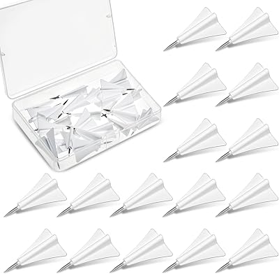 Harloon 24 Pcs Airplane Push Pins Paper Airplane Pushpins Map Cubicle Pins Creative Tacks for Cork Board Thumbtack White Office Supplies Nail Stud Accessories