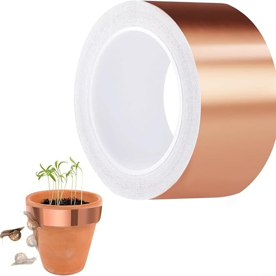 Copper Snail Barrier Tape Self-Adhesive Slug Deterrent for Garden Pots Raised Beds Vegetable Plant Protection Weatherproof Roll(30MM*20M)