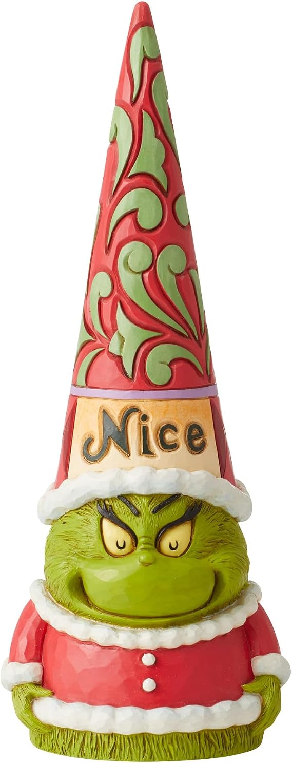 Enesco Dr. Seuss Grinch by Jim Shore Gnome Santa Grinch Naughty and Nice Figurine, Resin Hand Painted Crafted Collectible Christmas Figurines Home Decor Sculpture Statue Gift, 8.19 Inch, Multicolor