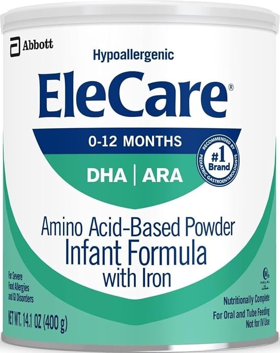 EleCare Hypoallergenic Amino Acid-Based Infant Formula, Complete Nutrition for Food Allergies and GI Conditions, Amino Acid-Based Baby Formula Powder, 14.1-oz Can