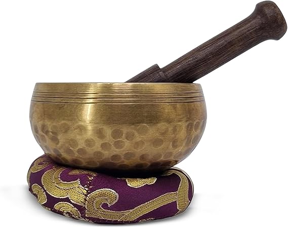 Tibetan Hand Made Singing Bowl – Authentic Nepalese Hand Beaten Meditation Bowl Set with Cushion & Mallet – Sound Healing Bowl for Yoga, Mindfulness & Chakra Therapy(8.5cm)