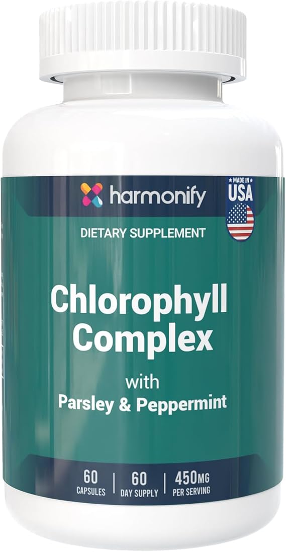 Chlorophyll Capsules 450mg, Natural Chlorophyll Pills for Women & Men Highly Bioavailable Chlorophyll Supplement 120 Capsules