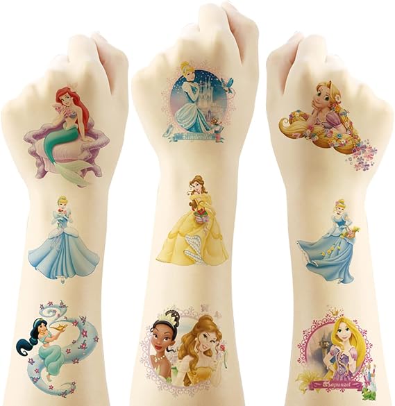 Princess Temporary Tattoo for Kids, 20 Sheets Big Children's Temporary Tattoo Body Art Tattoo Stickers,Goody Bag Stuffers Party Bag Fillers
