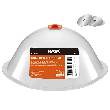 KATA Hole Saw Dust Bowl, Transparent Dust Collector Attachment for Hole Saw | Capture Dust and Debris while Drilling Overhead on Drywall & Ceiling for Installing Recessed Lights, Vent, HVAC, Speaker